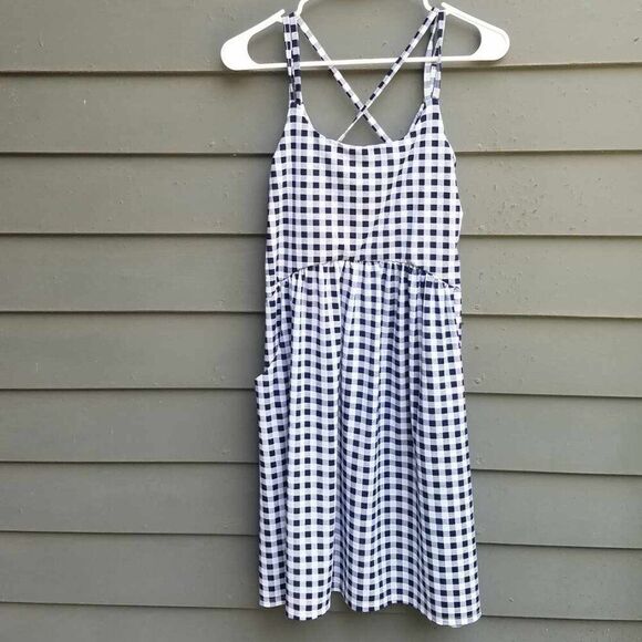 Maurices Dresses & Skirts - Maurices Blue White Check Criss Cross Strap Sun Dress Medium